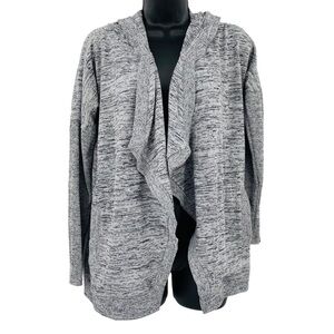 Athleta blissful wrap cardigan sweater hooded grey space dye women's size xs‎